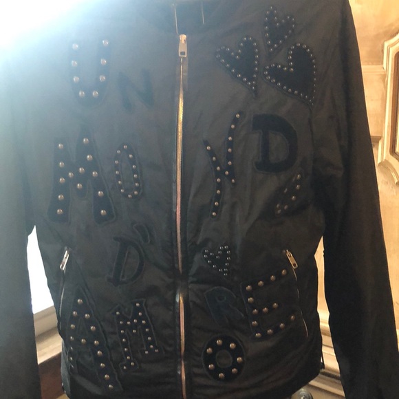 Dolce & Gabana black nylon and leather accent bomber jacket - Picture 2 of 4